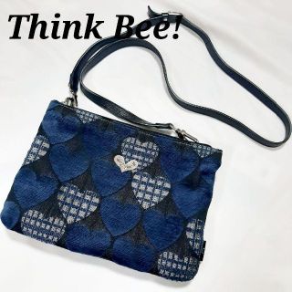 シンクビー(Think Bee!)のシンクビー　ジャストハート　ショルダーバッグ　ブラック　ブルー　多収納　斜めがけ(ショルダーバッグ)