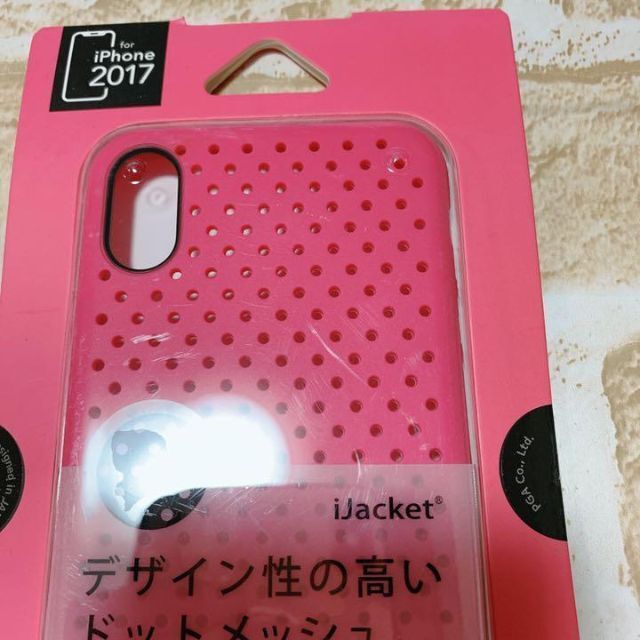 143ijacket  iPhone X ケース ドットメッシュケース ピンク スマホ/家電/カメラのスマホアクセサリー(iPhoneケース)の商品写真
