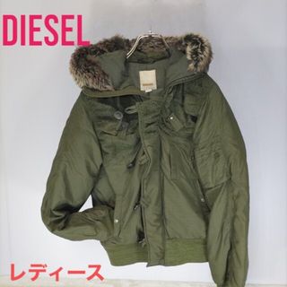 ディーゼル(DIESEL)の【DIESEL】フーデットフライトジャケット　カーキ　M ヴィンテージ色褪せ加工(ミリタリージャケット)