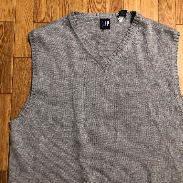 90〜00s OLD GAP コットン ニット ベスト グレー XL 無地