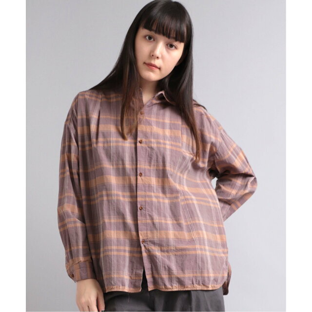 【レッド】B2738 40/-ムラ糸コットンチェックシャツ