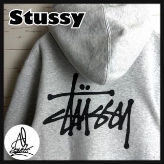 STUSSY 《デニム素材》ステューシー　ストックロゴ　パーカー　ビックロゴ