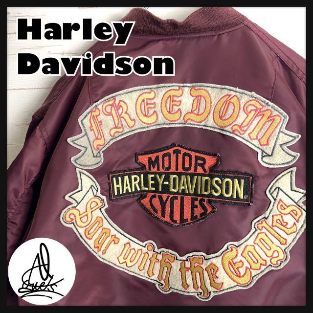 Harley-Davidson 刺繍ma-1ジャケット ハーレーダビッドソン