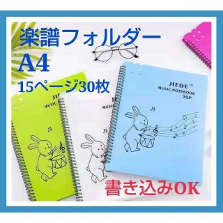 発表会に♪【楽譜フォルダー】A4 15ページ  書き込める 楽譜入れ ピアノ(その他)