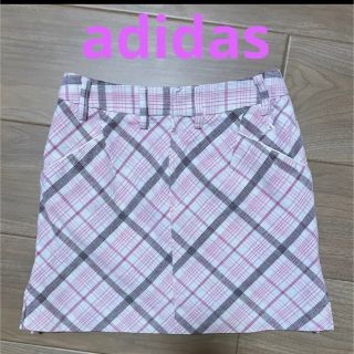 アディダス(adidas)のアディダス adidas ゴルフ スカート  チェック ピンク コーデュロイ(ウエア)