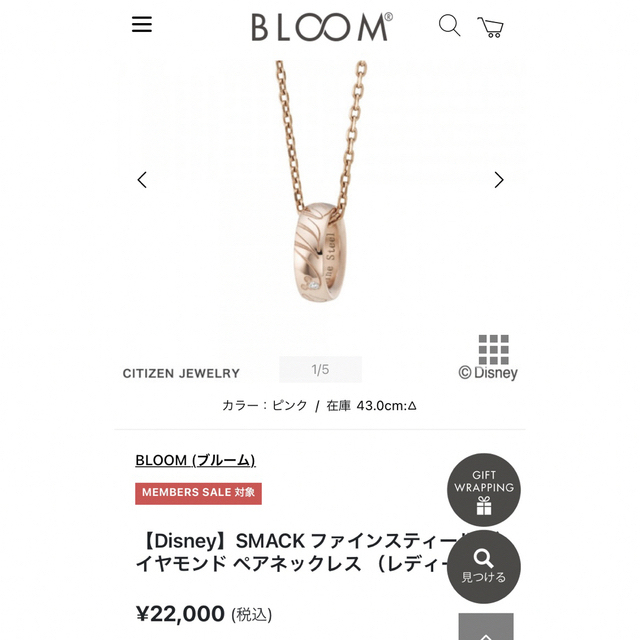 BLOOM(ブルーム)のBLOOM ブルーム　ダイヤモンド　ネックレス レディースのアクセサリー(ネックレス)の商品写真