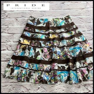 プライド(PRIDE)のPRIDE　プライド　ミニスカート　膝丈　タイト　フレア　ストレッチ　デザイン(ひざ丈スカート)