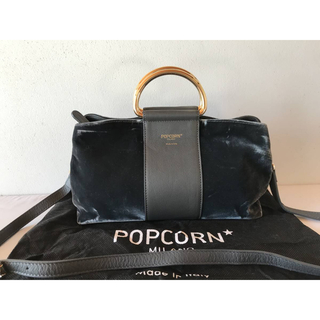 ポップコーンミラノ(POPCORN MILANO)の極美品◎イタリア製 POPCORN ポップコーン ベロア×レザー 2Wayバッグ(ショルダーバッグ)
