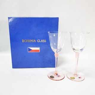 ボヘミア クリスタル(BOHEMIA Cristal)のBOHEMIA GLASS ボヘミアグラス ワイングラス 2客セット チェコ製(グラス/カップ)