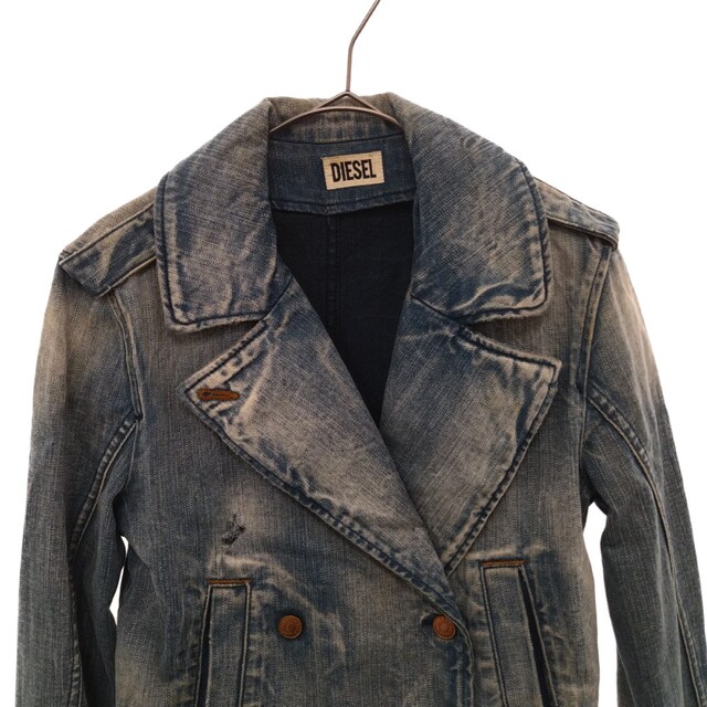 DIESEL ディーゼル ダブルボタンデニムライダースジャケット インディゴブルー レディース