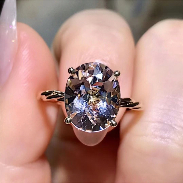 天然モルガナイト   リング 3.13ct k18 ¥ダイヤモンド