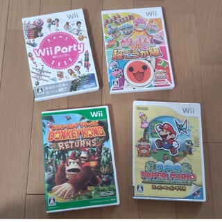 ウィー(Wii)のwii　ソフト4点セット　wiiパーティ　太鼓の達人　ペーパーマリオ　ドンキー(家庭用ゲームソフト)