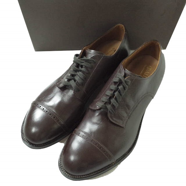 ALDEN オールデン 1980's～ DEADSTOCK Kidskin Punched Cap Toe Blucher キッドスキン パンチドキャップトゥシューズ 564 US9D(27cm) DARK BROWN 革靴 ストレートチップ モディファイドラスト ヴィンテージ 旧ロゴ シューズ【新古品】【ALDEN】