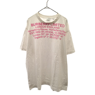 バーバリー(BURBERRY)のBURBERRY バーバリー 22SS CARRICK COORD キャリックオーバーサイズプリント半袖Tシャツ ホワイト/ピンク 8054653(Tシャツ/カットソー(半袖/袖なし))