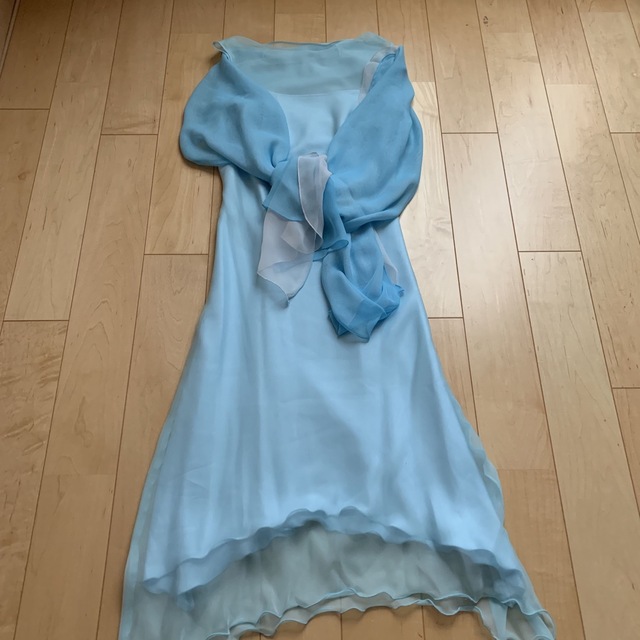 ドレス　水色　9号 レディースのフォーマル/ドレス(ミディアムドレス)の商品写真