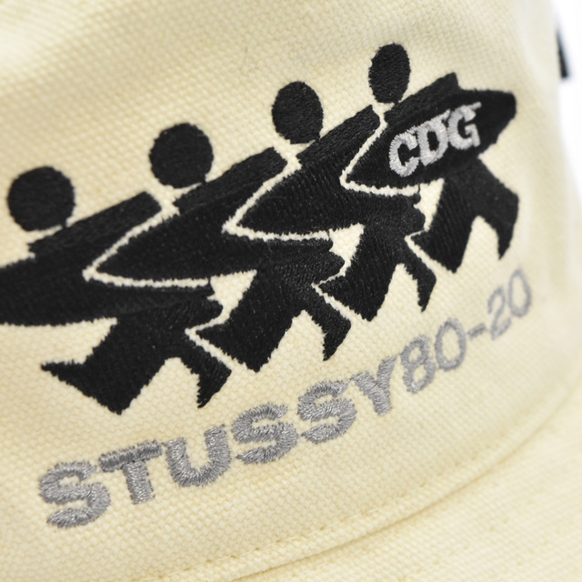 STUSSY ステューシー 20AW×Comme des Garcons CDG Canvas Bucket Hat×コムデギャルソン シーディージー キャンバス バケットハット アイボリー580センチブリム幅