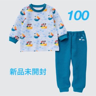 ユニクロ(UNIQLO)の新品未開封 ユニクロ キディア ミッキー 長袖 キルトパジャマ 青 100(パジャマ)