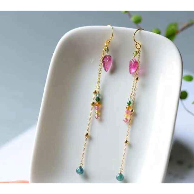 ⭐︎【高級】トルマリン ピアス K14GF 7mm-