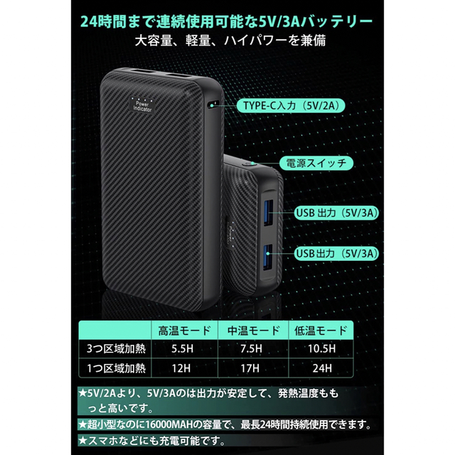 電熱ベスト　バッテリー付き 3