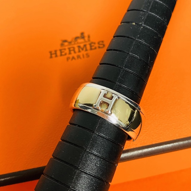 送料関税無料】 【美品 - Hermes 正規品】 指輪 SV 18K 750 K18 リング