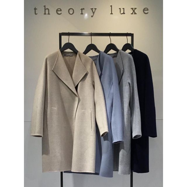 theory luxe 19AW カシミヤ ダブルフェイス ノーカラーコート-