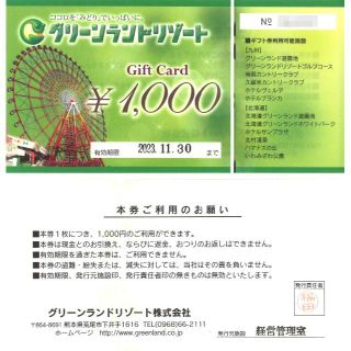 グリーンランド 株主優待20000円分(1000円券×20枚)23.11.30迄(その他)