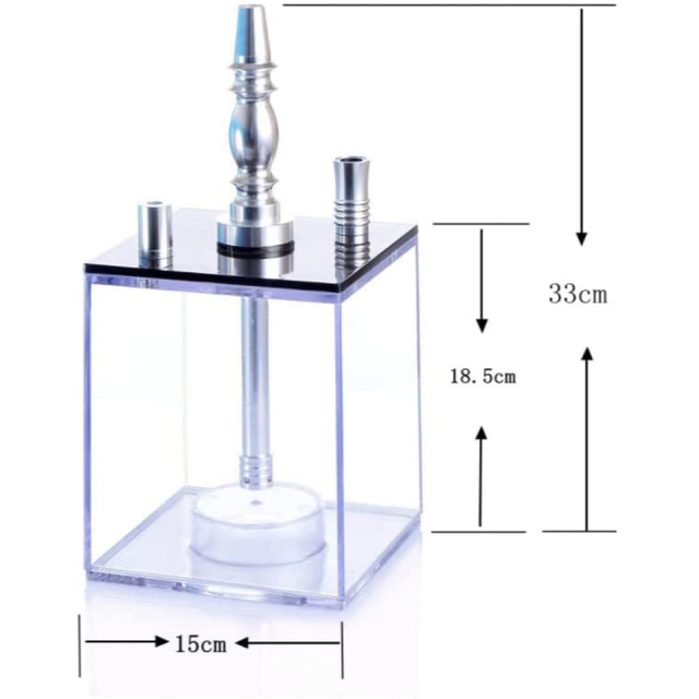 シーシャ本体 水タバコ フーカ 喫煙具 透明 LEDライト付き 日本語取説付き