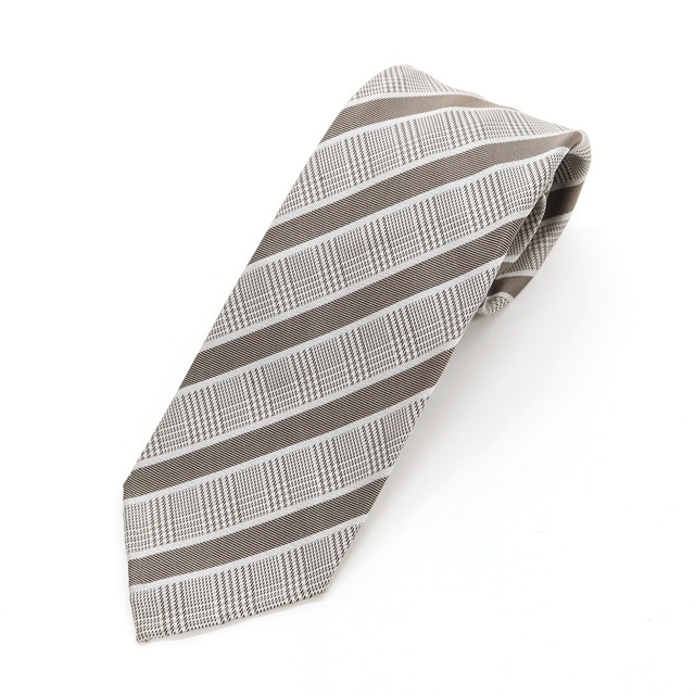 TIE YOUR TIE(タイユアタイ)の【中古】タイユアタイ TIE YOUR TIE チェック×ストライプ セッテピエゲ シルク ネクタイ【メンズ】 メンズのファッション小物(ネクタイ)の商品写真