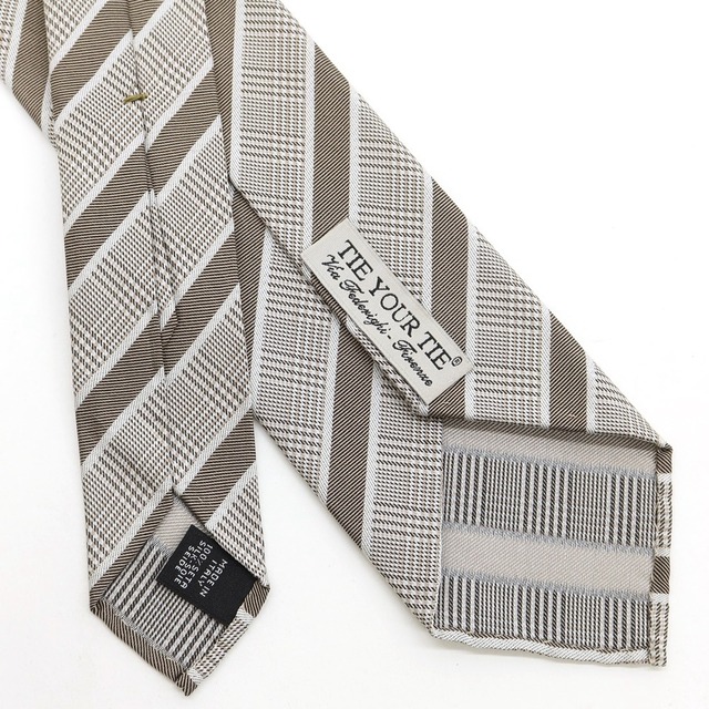 TIE YOUR TIE(タイユアタイ)の【中古】タイユアタイ TIE YOUR TIE チェック×ストライプ セッテピエゲ シルク ネクタイ【メンズ】 メンズのファッション小物(ネクタイ)の商品写真