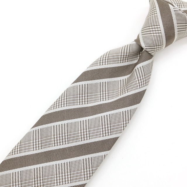 TIE YOUR TIE(タイユアタイ)の【中古】タイユアタイ TIE YOUR TIE チェック×ストライプ セッテピエゲ シルク ネクタイ【メンズ】 メンズのファッション小物(ネクタイ)の商品写真