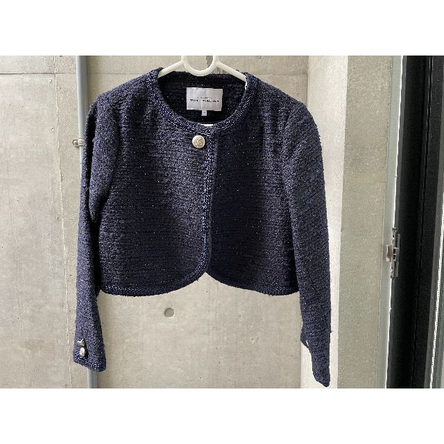 UNITED ARROWS green label relaxing(ユナイテッドアローズグリーンレーベルリラクシング)のセットアップ　ラメツイード　ボレロ　ワンピース（長袖）125　ネイビー＆ホワイト キッズ/ベビー/マタニティのキッズ服女の子用(90cm~)(ドレス/フォーマル)の商品写真