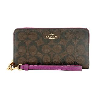 コーチ(COACH)の新品 コーチ COACH 長財布 ロング ジップ アラウンド ウォレット ゴールド/ブラウン/ダークマゼンタ(財布)