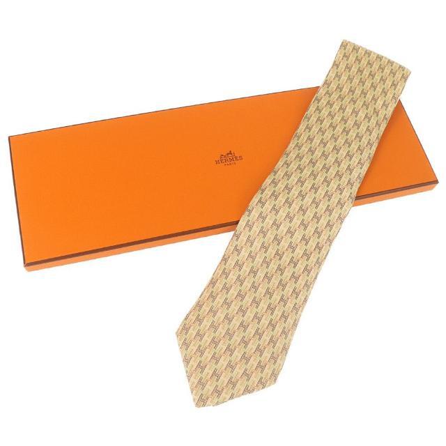 Hermes(エルメス)のエルメス ネクタイ H柄 中古 イエロー系 シルク100％ HERMES 【中古】| ファッション小物 メンズ 男性 ブランド ビジネスシーン マルチカラー Aランク メンズのファッション小物(ネクタイ)の商品写真