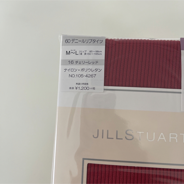JILLSTUART(ジルスチュアート)の【ジルスチュアート】 タイツ　レッド　赤 M〜L リブタイツ　60デニール レディースのレッグウェア(タイツ/ストッキング)の商品写真