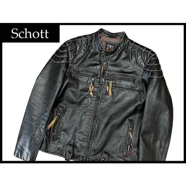 Schott ショット パデッド パデット パテッド ライダース 本革 レザー