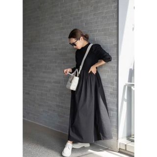 ELENDEEK - エレンディーク ニット ドッキング ワンピース フレア