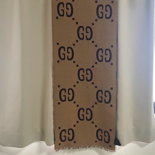 Gucci - GUCCI ジャガードウールシルクスカーフ リバーシブル マフラー