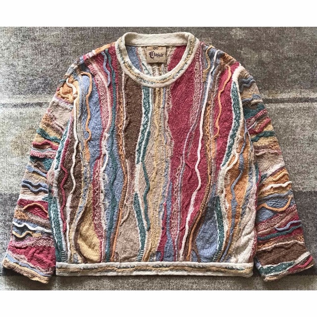 爽やかなカラー配色 芸術 90's COOGI リネン&コットン ニットセーター