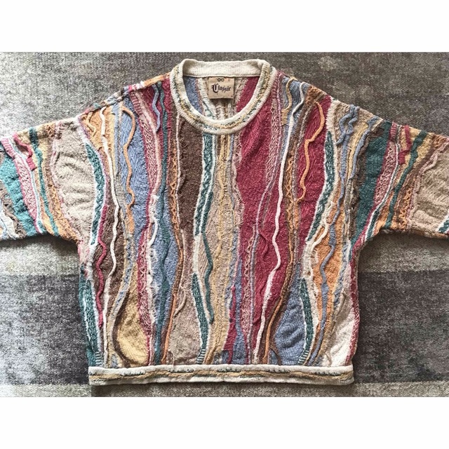 爽やかなカラー配色 芸術 90's COOGI リネン&コットン ニットセーター