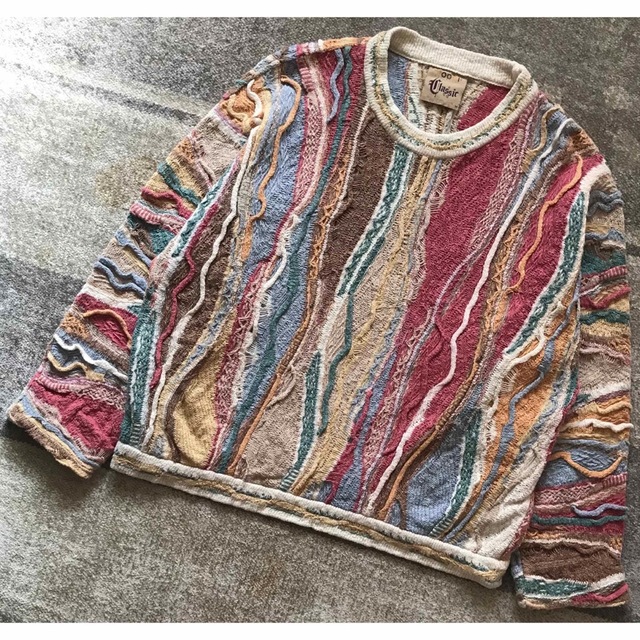 爽やかなカラー配色 芸術 90's COOGI リネン&コットン ニットセーター