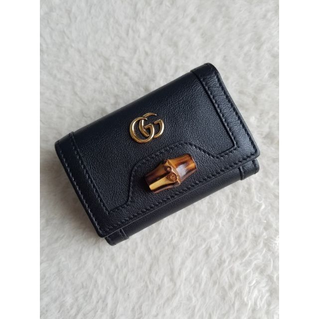 GUCCI グッチ バンブー付 ミディアム ウォレット 3つ折り財布 ブラック-