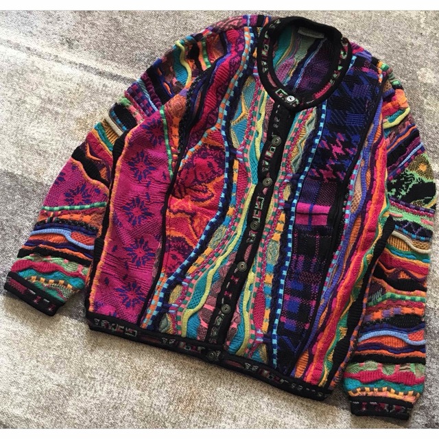 超レア 異次元のデザイン 芸術 人物柄 90's COOGI ニットカーディガン