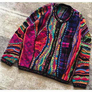 クージー(COOGI)の超レア 異次元のデザイン 芸術 人物柄 90's COOGI ニットカーディガン(カーディガン)