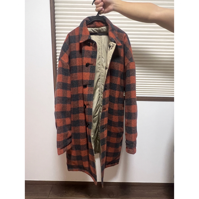 DtE in California アルパカ混チェック中綿入 リバーシブルコート メンズのジャケット/アウター(チェスターコート)の商品写真
