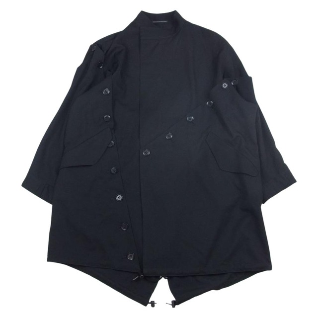 Yohji Yamamoto - Yohji Yamamoto ヨウジヤマモト 18SS FW-C01-100 ウールギャバジン ボタン開き フィッシュテール モッズコート ブラック系 1【美品】【中古】