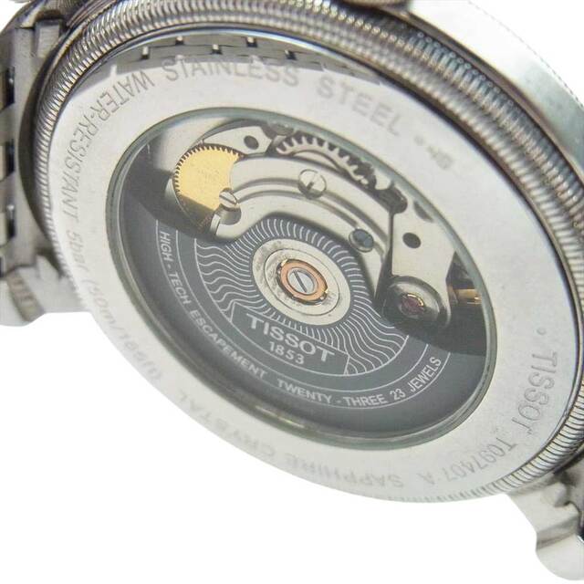 TISSOT(ティソ)のTISSOT ティソ 時計 T097407 SAPPHIRE CRYSTAL T-クラシック サファイアクリスタル デイト 自動巻き 黒文字盤 腕時計  シルバー系【中古】 メンズの時計(腕時計(アナログ))の商品写真