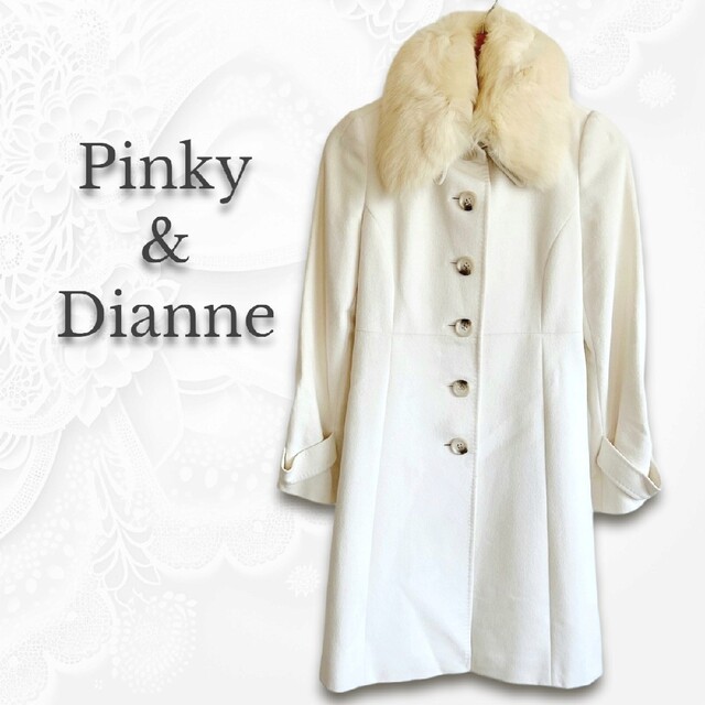 Pinkydianneロングコート- Pinkydianne アンゴラ ウール ロング コート ジャケット ブラック