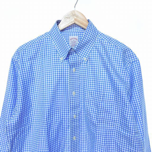 Brooks Brothers(ブルックスブラザース)のブルックスブラザーズ ギンガムチェック シャツ 長袖 ボタンダウン M 青 白 メンズのトップス(シャツ)の商品写真
