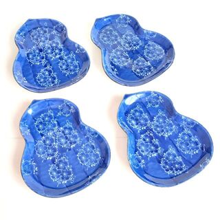 ハサミ(HASAMI)の《美品》林九郎窯 瓢箪型(藍染) 4客(食器)