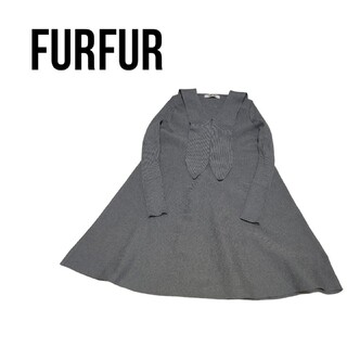 ファーファー(fur fur)のFURFUR ファーファー セーラニットワンピース グレー(ひざ丈ワンピース)